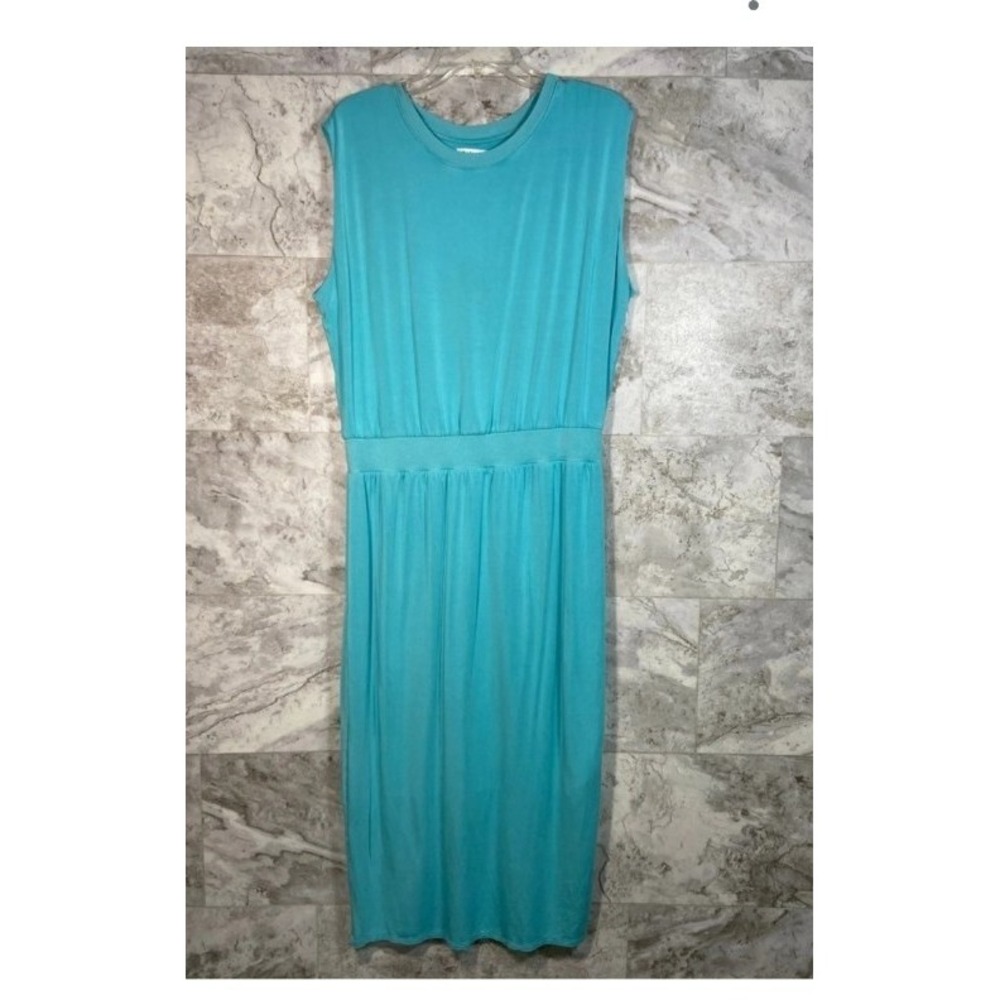 Plus size 1x aqua blue Athleta Santorini Cinch Midi Dress
